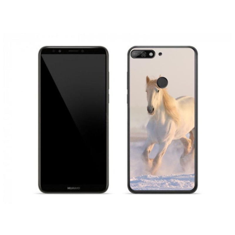 Gelový obal mmCase na mobil Huawei Y7 (2018) - kůň ve sněhu