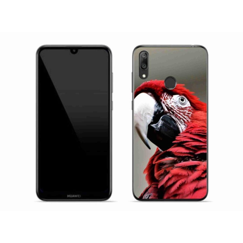 Gelový obal mmCase na mobil Huawei Y7 (2019) - papoušek ara červený