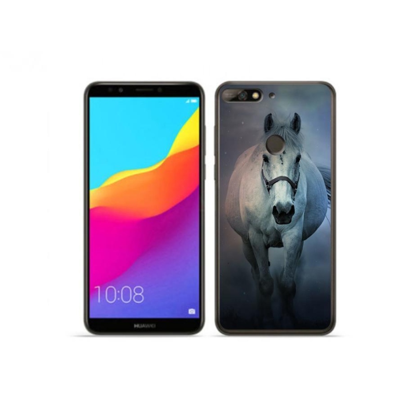 Gelový obal mmCase na mobil Huawei Y7 Prime (2018) - běžící bílý kůň