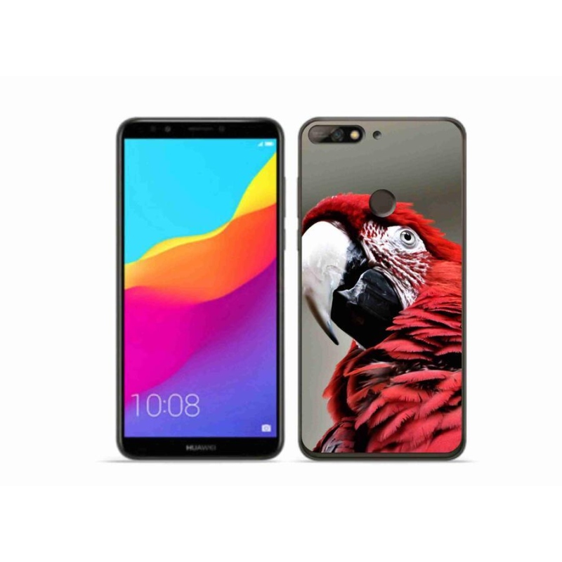 Gelový obal mmCase na mobil Huawei Y7 Prime (2018) - papoušek ara červený