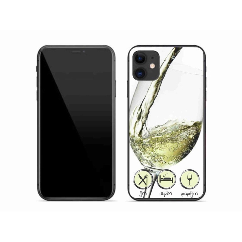Gelový obal mmCase na mobil iPhone 11 - sklenička vína bílé