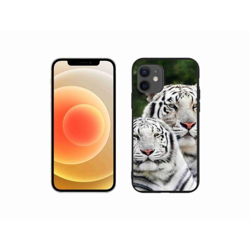 Gelový obal mmCase na mobil iPhone 12 mini - bílí tygři