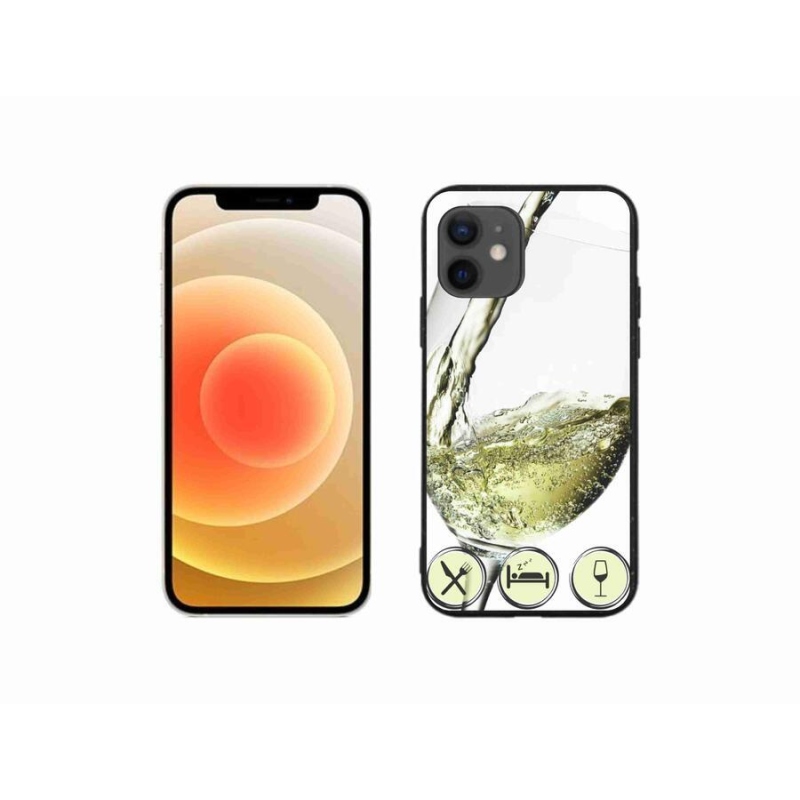 Gelový obal mmCase na mobil iPhone 12 mini - sklenička vína bílé