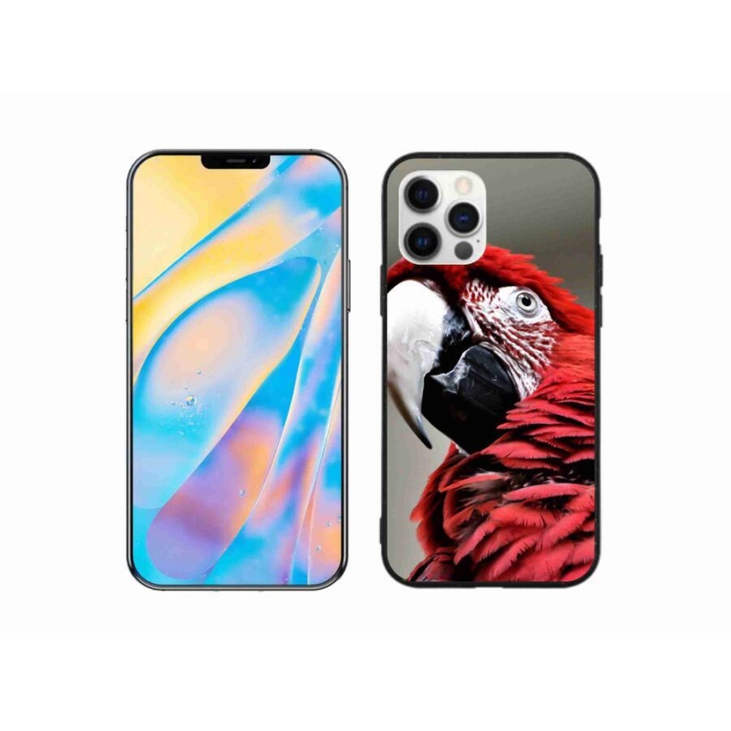 Gelový obal mmCase na mobil iPhone 12 - papoušek ara červený