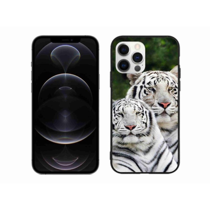 Gelový obal mmCase na mobil iPhone 12 Pro Max - bílí tygři