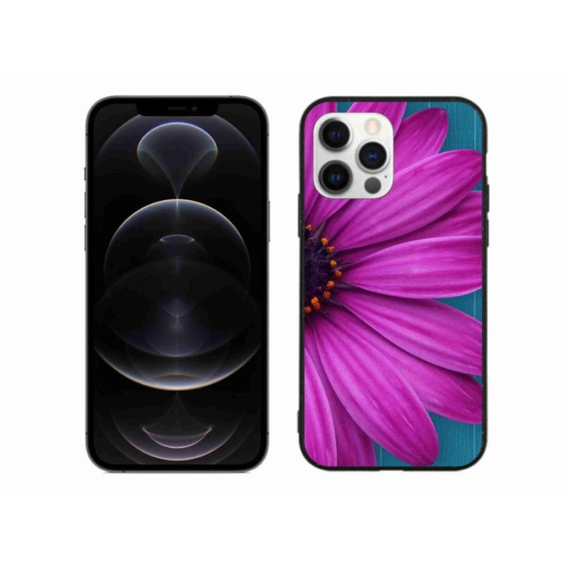 Gelový obal mmCase na mobil iPhone 12 Pro Max - fialová kopretina