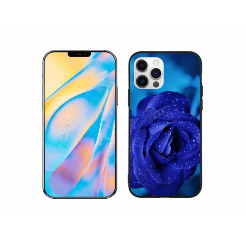 Gelový obal mmCase na mobil iPhone 12 Pro - modrá růže