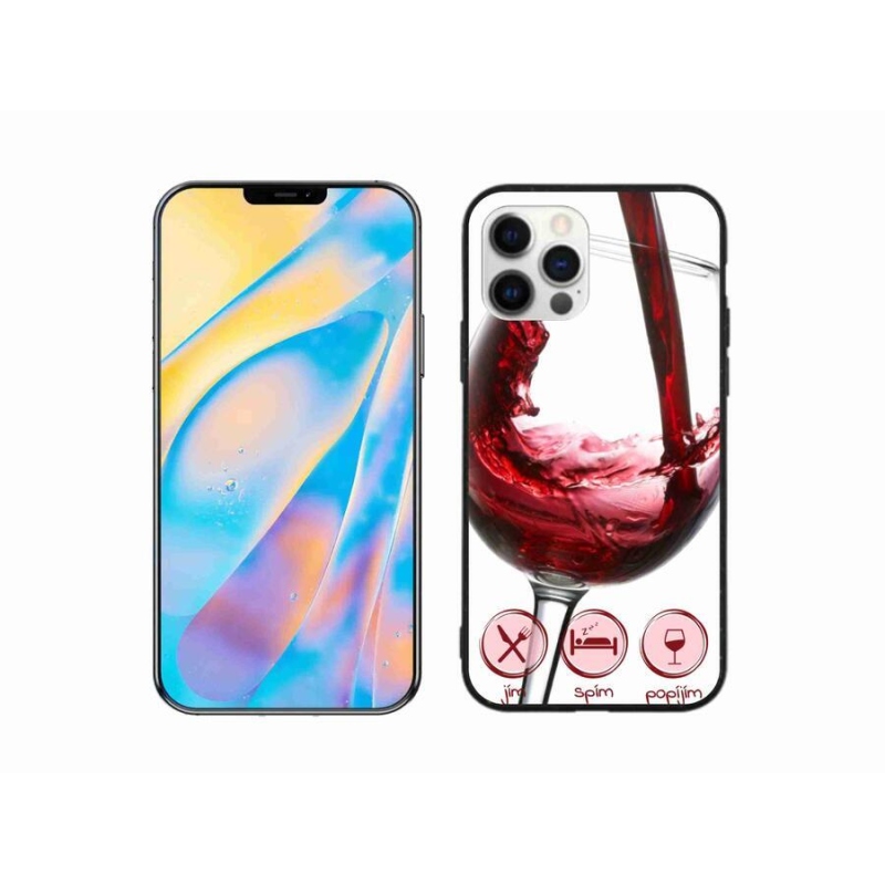 Gelový obal mmCase na mobil iPhone 12 - sklenička vína červené