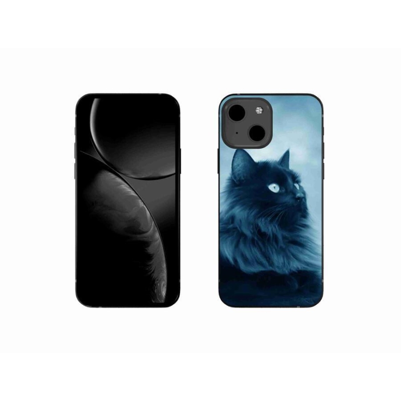 Gelový obal mmCase na mobil iPhone 13 mini 5.4 - černá kočka 1