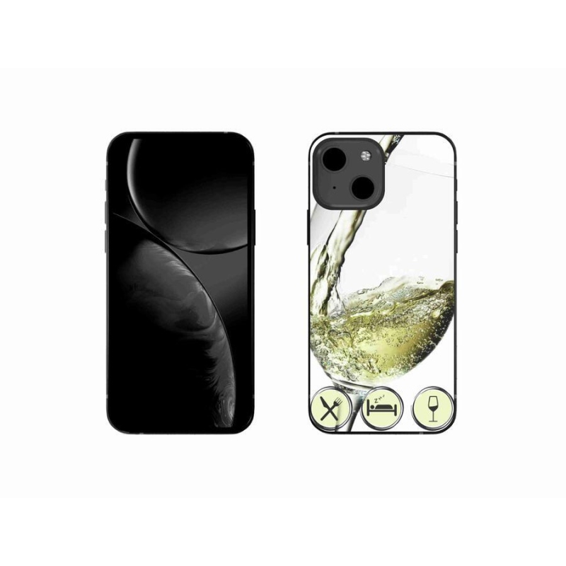 Gelový obal mmCase na mobil iPhone 13 mini 5.4 - sklenička vína bílé
