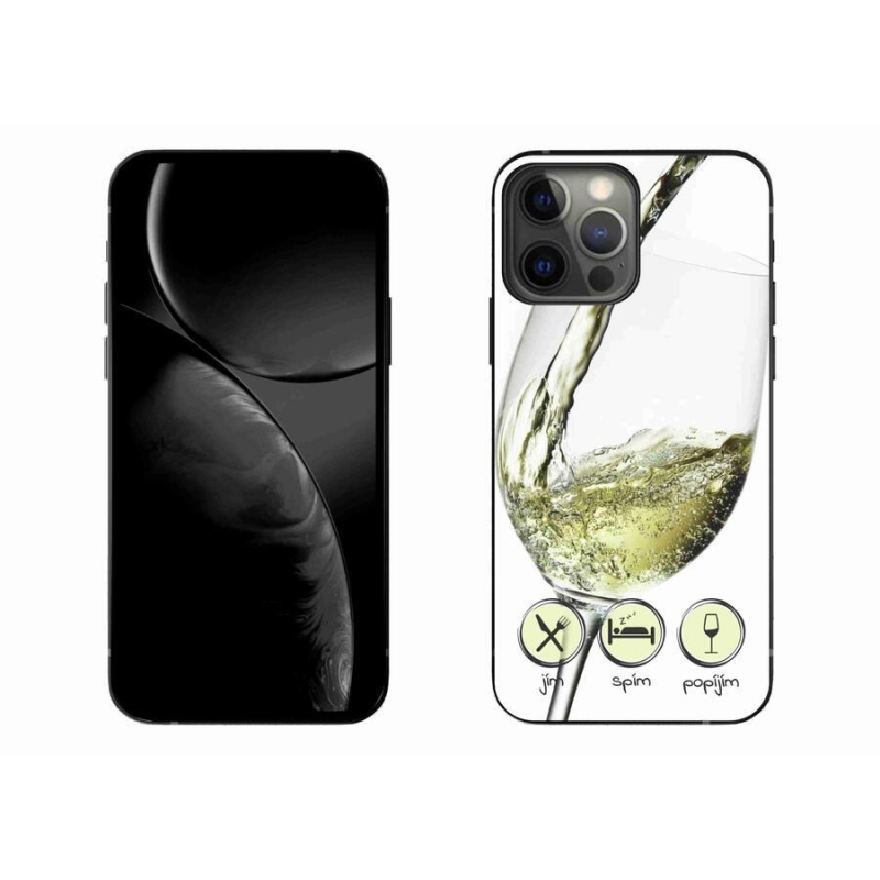 Gelový obal mmCase na mobil iPhone 13 Pro Max 6.7 - sklenička vína bílé