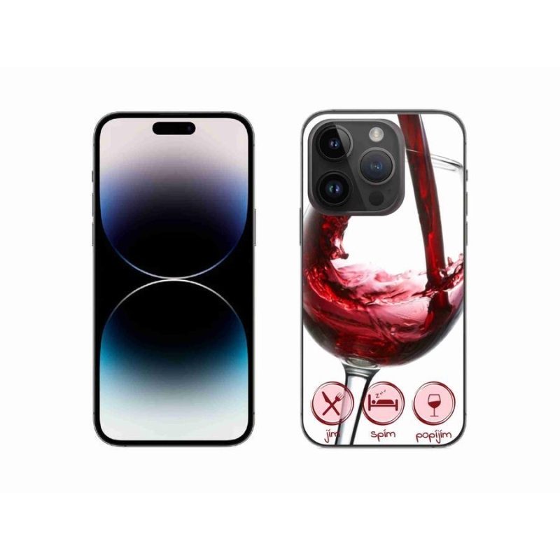 Gelový obal mmCase na mobil iPhone 14 Pro 6.1 - sklenička vína červené