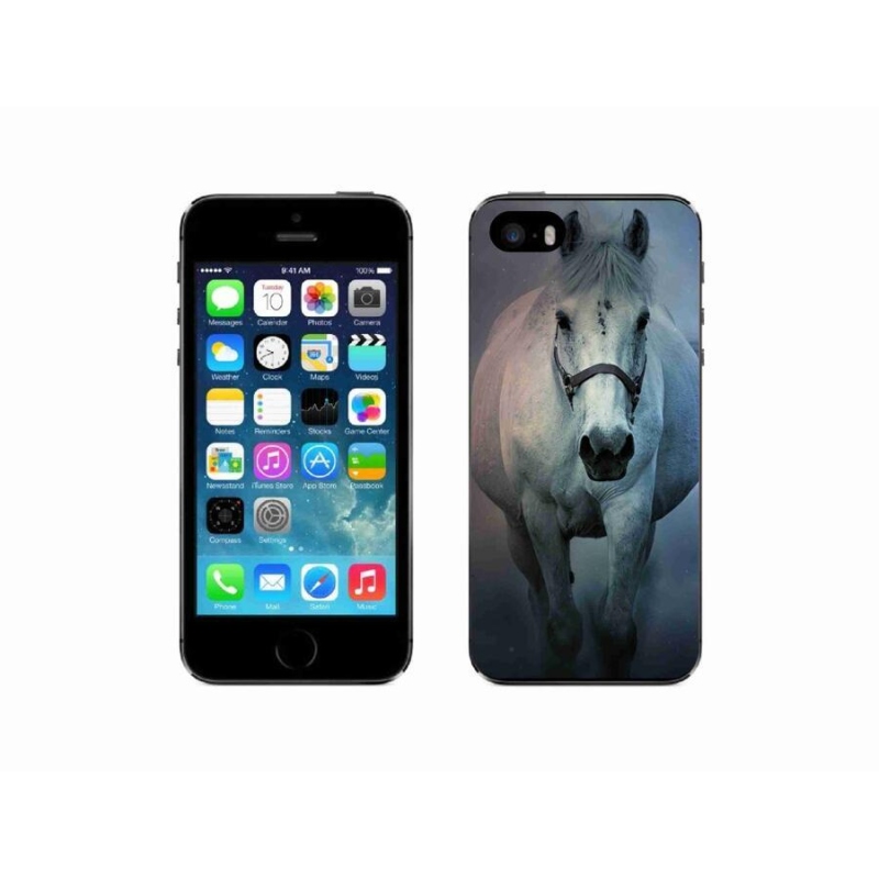Gelový obal mmCase na mobil iPhone 5/5s - běžící bílý kůň