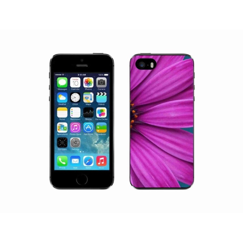 Gelový obal mmCase na mobil iPhone 5/5s - fialová kopretina