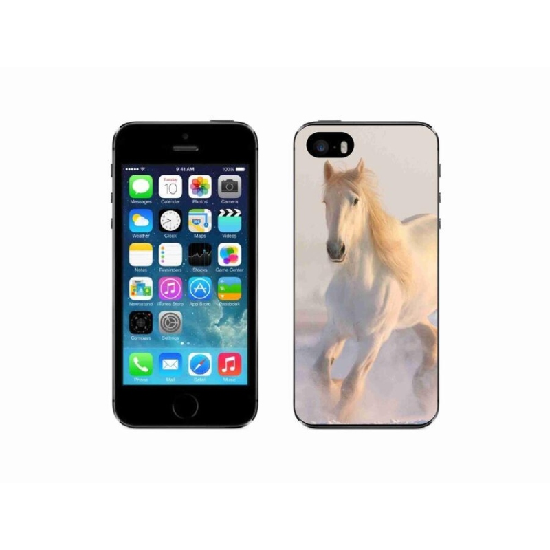Gelový obal mmCase na mobil iPhone 5/5s - kůň ve sněhu