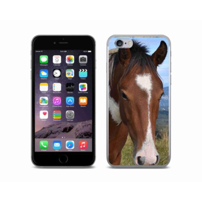 Gelový obal mmCase na mobil iPhone 6/6S - hnědý kůň