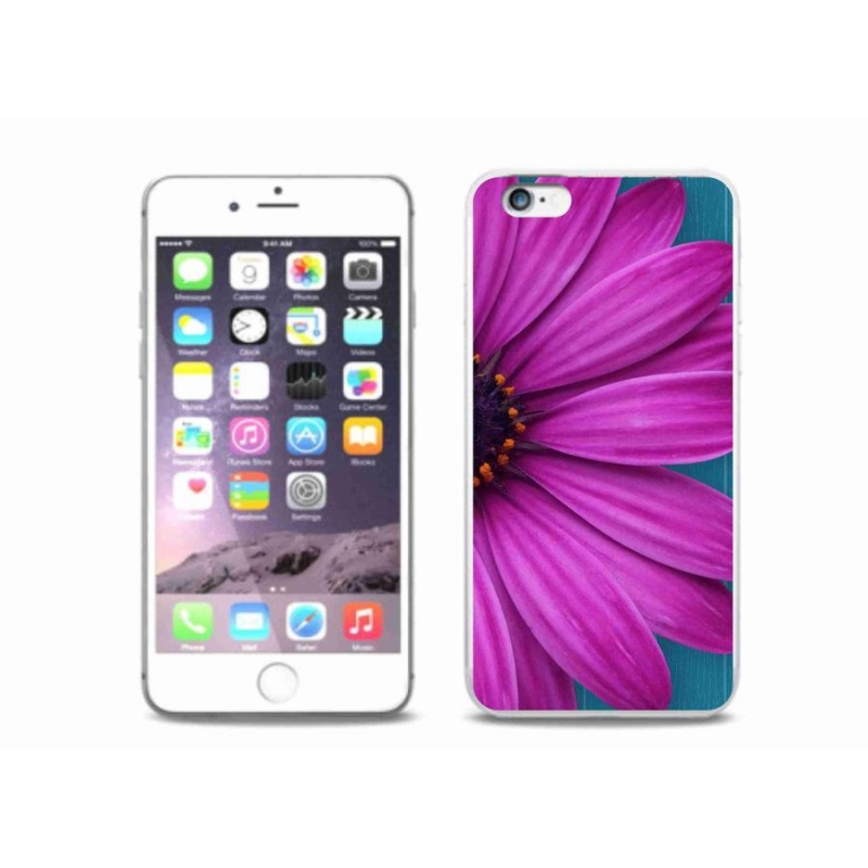 Gelový obal mmCase na mobil iPhone 6/6S Plus - fialová kopretina
