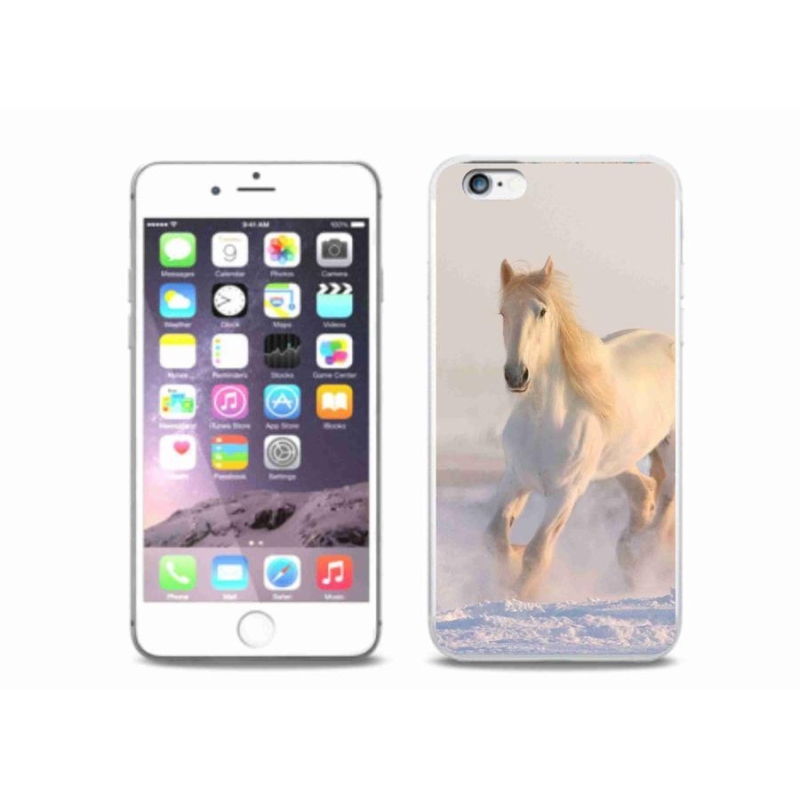 Gelový obal mmCase na mobil iPhone 6/6S Plus - kůň ve sněhu