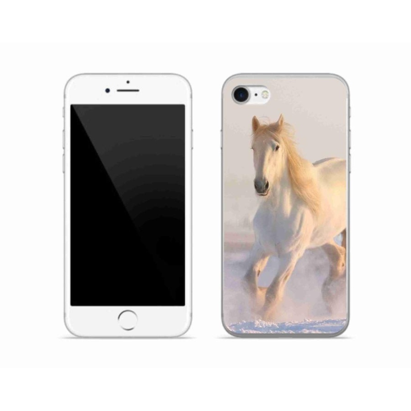 Gelový obal mmCase na mobil iPhone SE (2020) - kůň ve sněhu