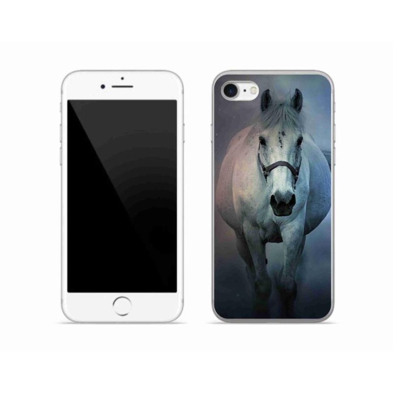 Gelový obal mmCase na mobil iPhone SE (2022) - běžící bílý kůň