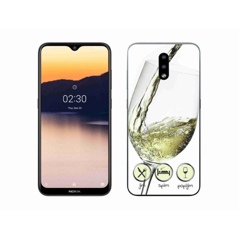 Gelový obal mmCase na mobil Nokia 2.3 - sklenička vína bílé