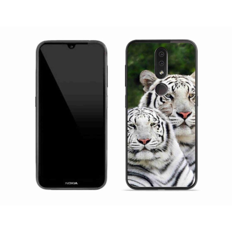 Gelový obal mmCase na mobil Nokia 4.2 - bílí tygři