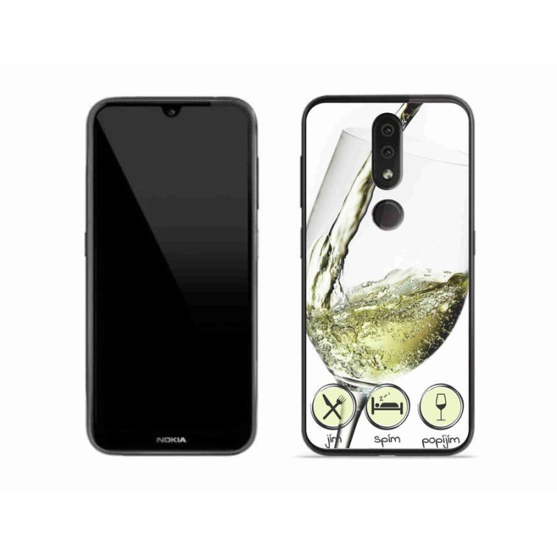 Gelový obal mmCase na mobil Nokia 4.2 - sklenička vína bílé