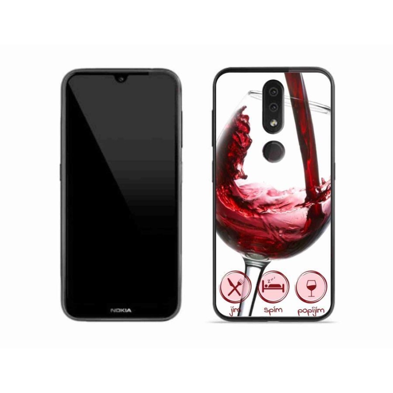 Gelový obal mmCase na mobil Nokia 4.2 - sklenička vína červené