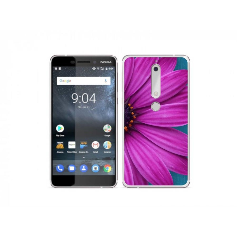 Gelový obal mmCase na mobil Nokia 6.1 - fialová kopretina