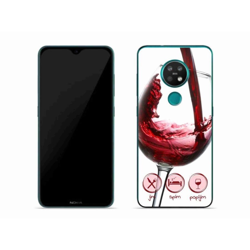 Gelový obal mmCase na mobil Nokia 7.2 - sklenička vína červené