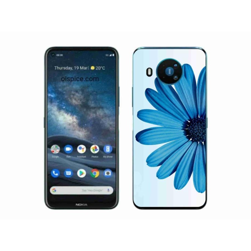 Gelový obal mmCase na mobil Nokia 8.3 5G - modrá kopretina