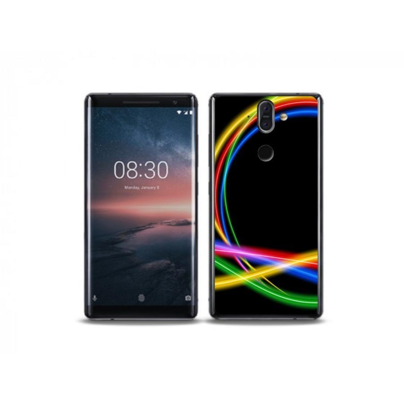Gelový obal mmCase na mobil Nokia 8 Sirocco - neonové kruhy