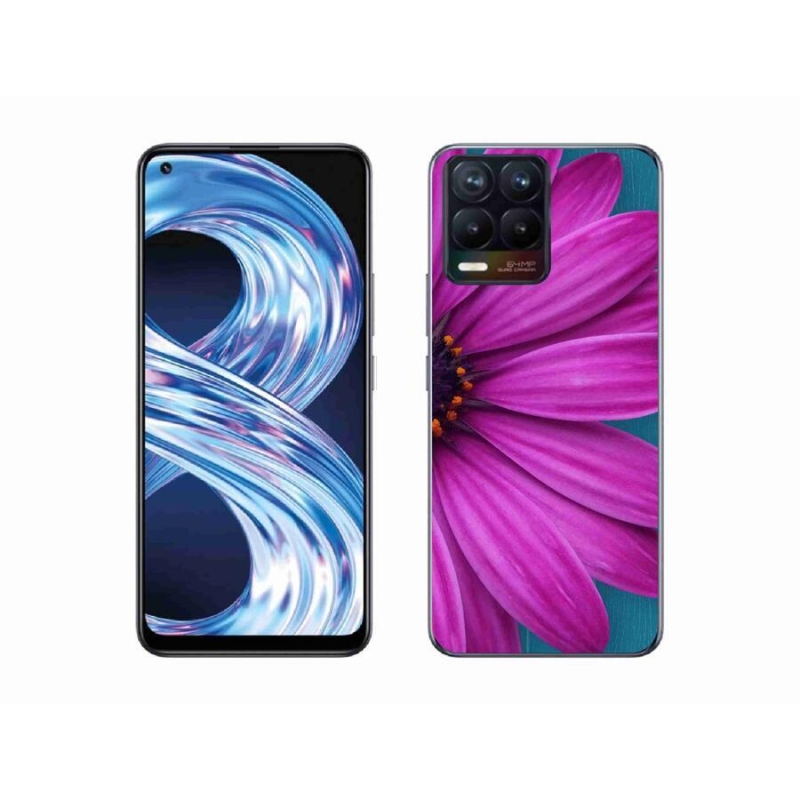 Gelový obal mmCase na mobil Realme 8 4G - fialová kopretina