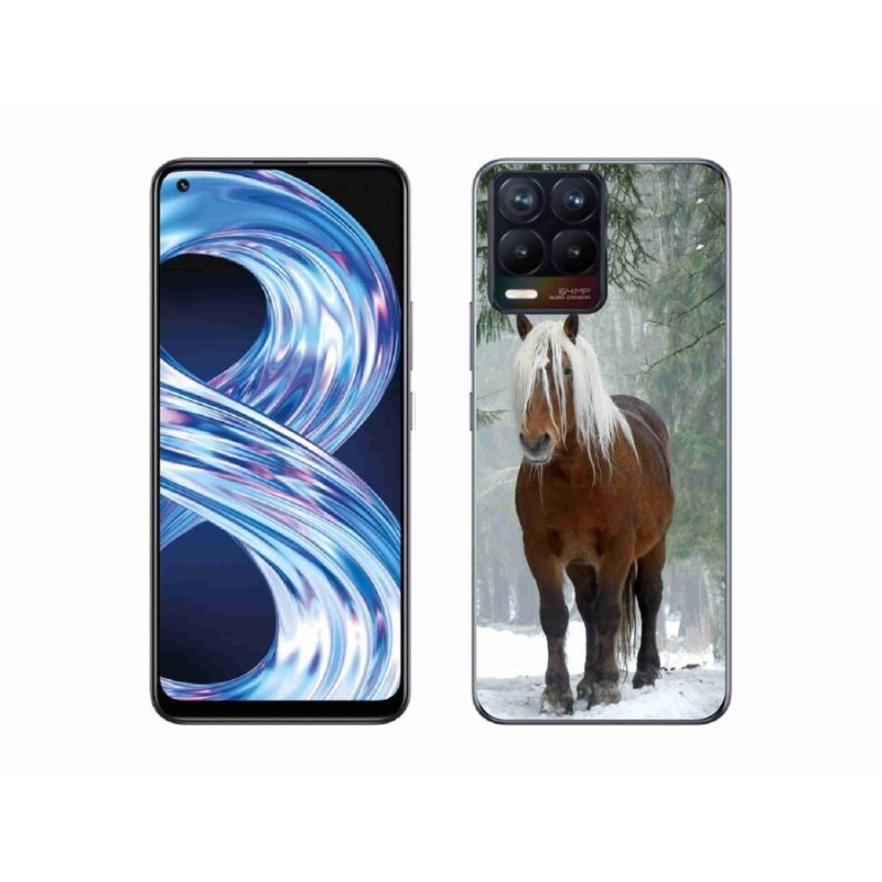 Gelový obal mmCase na mobil Realme 8 4G - kůň v lese
