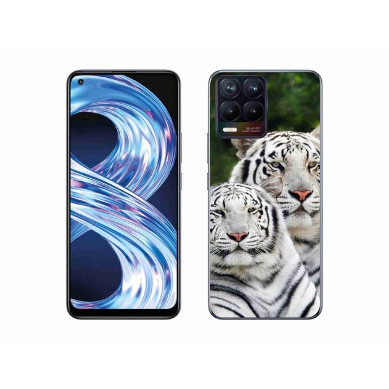 Gelový obal mmCase na mobil Realme 8 Pro - bílí tygři