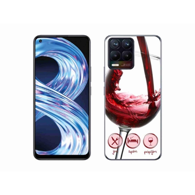 Gelový obal mmCase na mobil Realme 8 Pro - sklenička vína červené