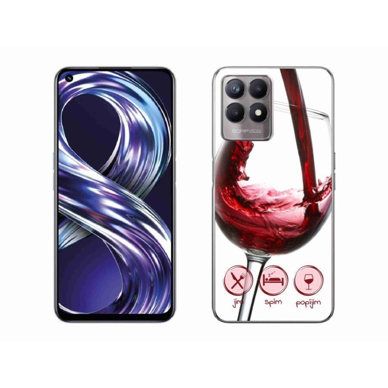Gelový obal mmCase na mobil Realme 8i - sklenička vína červené