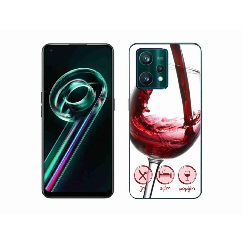 Gelový obal mmCase na mobil Realme 9 Pro+ 5G - sklenička vína červené