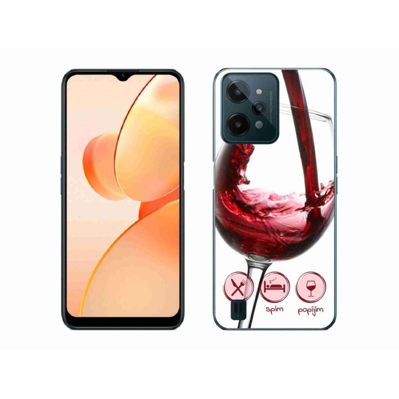 Gelový obal mmCase na mobil Realme C31 - sklenička vína červené