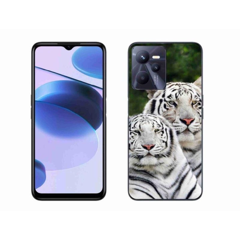 Gelový obal mmCase na mobil Realme C35 - bílí tygři