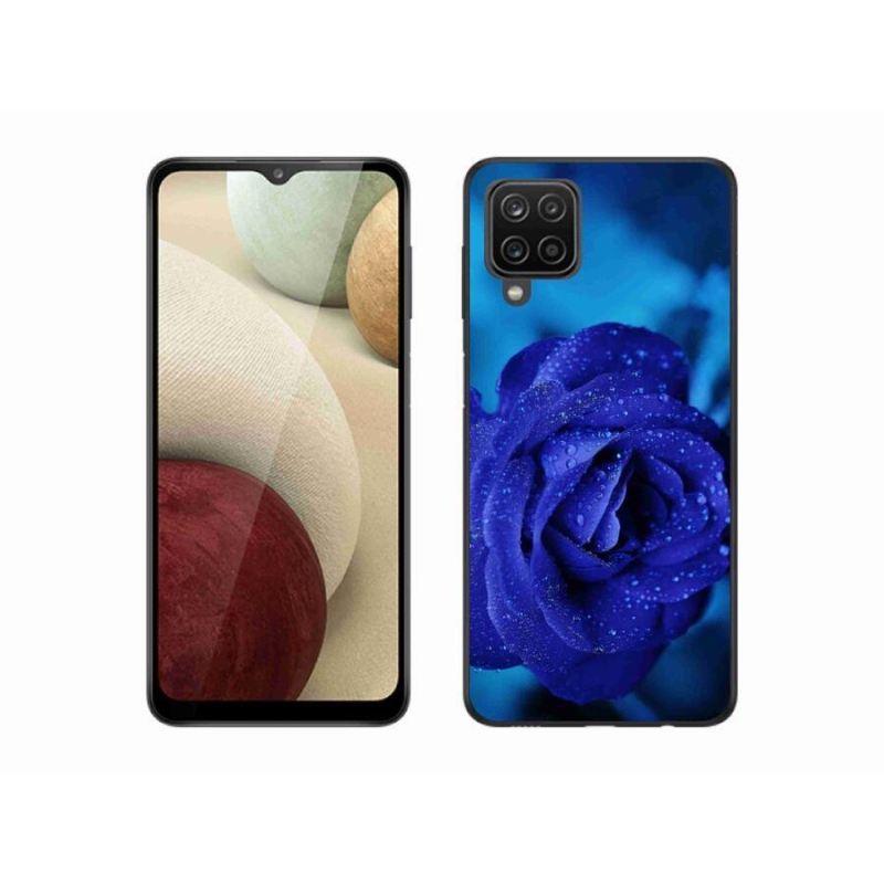 Gelový obal mmCase na mobil Samsung Galaxy A12 - modrá růže