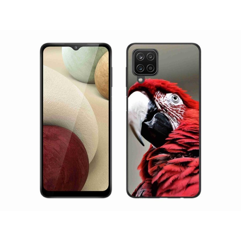 Gelový obal mmCase na mobil Samsung Galaxy A12 - papoušek ara červený