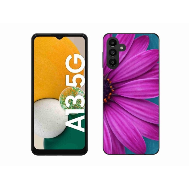 Gelový obal mmCase na mobil Samsung Galaxy A13 5G - fialová kopretina