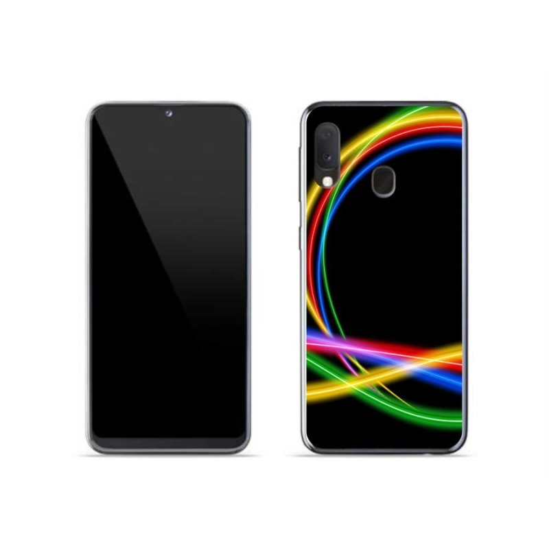 Gelový obal mmCase na mobil Samsung Galaxy A20e - neonové kruhy