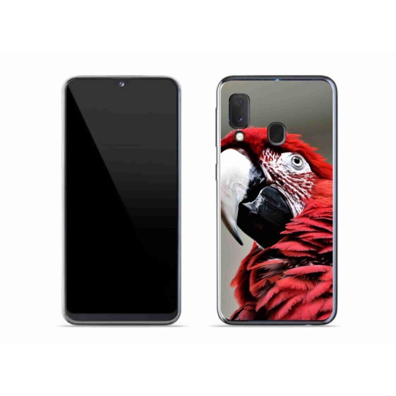 Gelový obal mmCase na mobil Samsung Galaxy A20e - papoušek ara červený