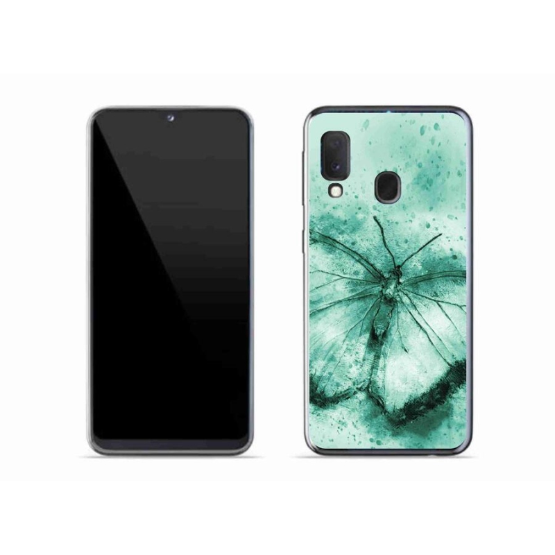 Gelový obal mmCase na mobil Samsung Galaxy A20e - zelený motýl