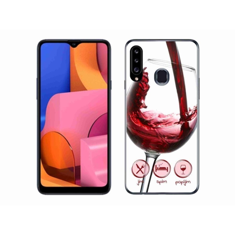 Gelový obal mmCase na mobil Samsung Galaxy A20s - sklenička vína červené