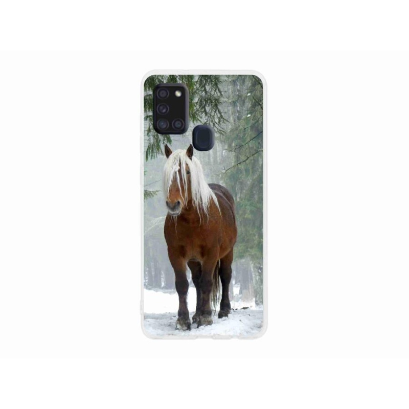 Gelový obal mmCase na mobil Samsung Galaxy A21s - kůň v lese