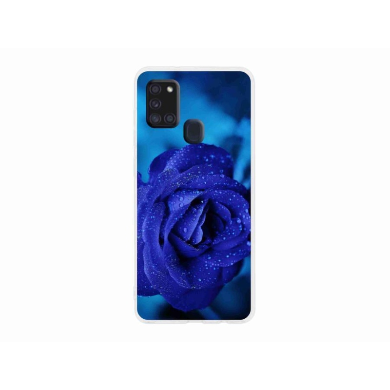 Gelový obal mmCase na mobil Samsung Galaxy A21s - modrá růže