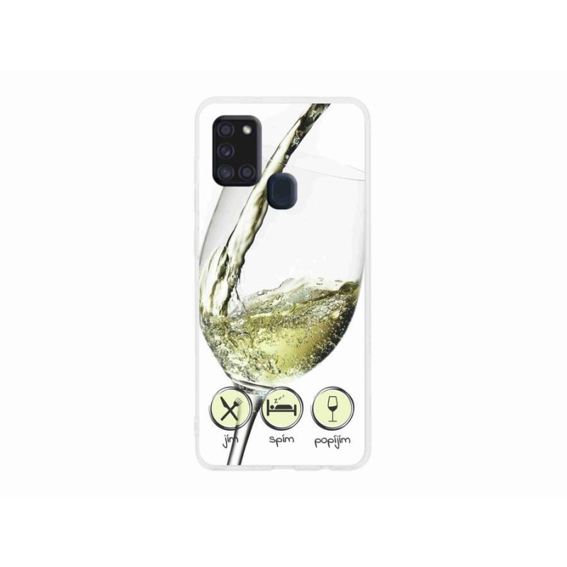 Gelový obal mmCase na mobil Samsung Galaxy A21s - sklenička vína bílé
